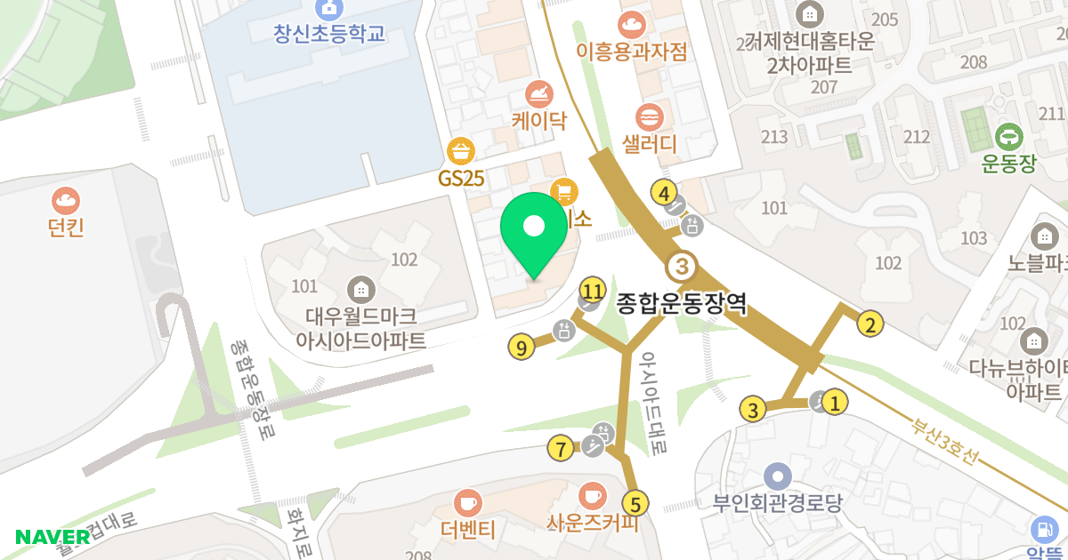 청목파르테논 위치 지도 - 부산광역시 연제구 월드컵대로 282