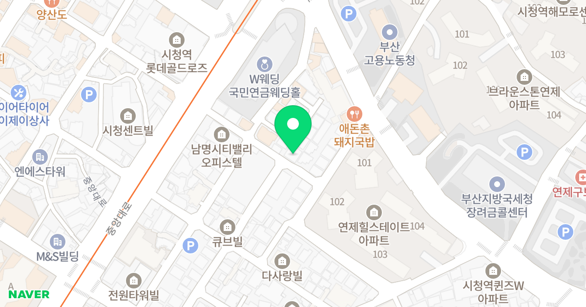 큐브빌 위치 지도 - 부산광역시 연제구 중앙대로990번길 19