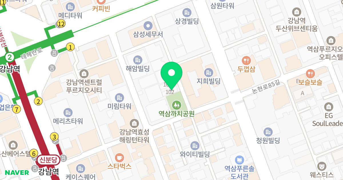 강남역투웨니퍼스트102동 위치 지도 - 서울특별시 강남구 테헤란로6길 18