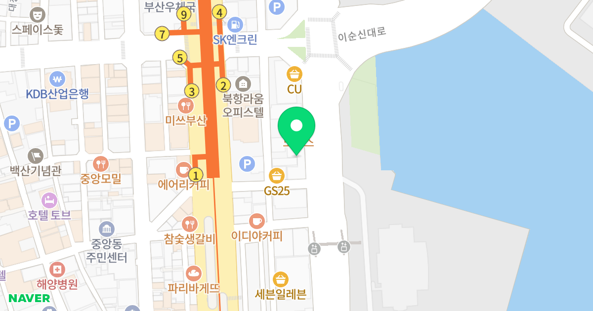 경보이리스오션 더스타 위치 지도 - 부산광역시 중구 대교로 133