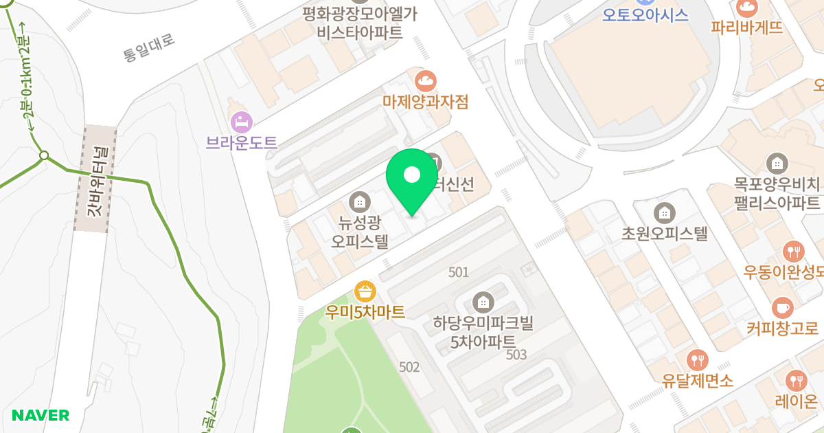 다나 샤르망 위치 지도 - 전라남도 목포시 평화로20번길 6-1