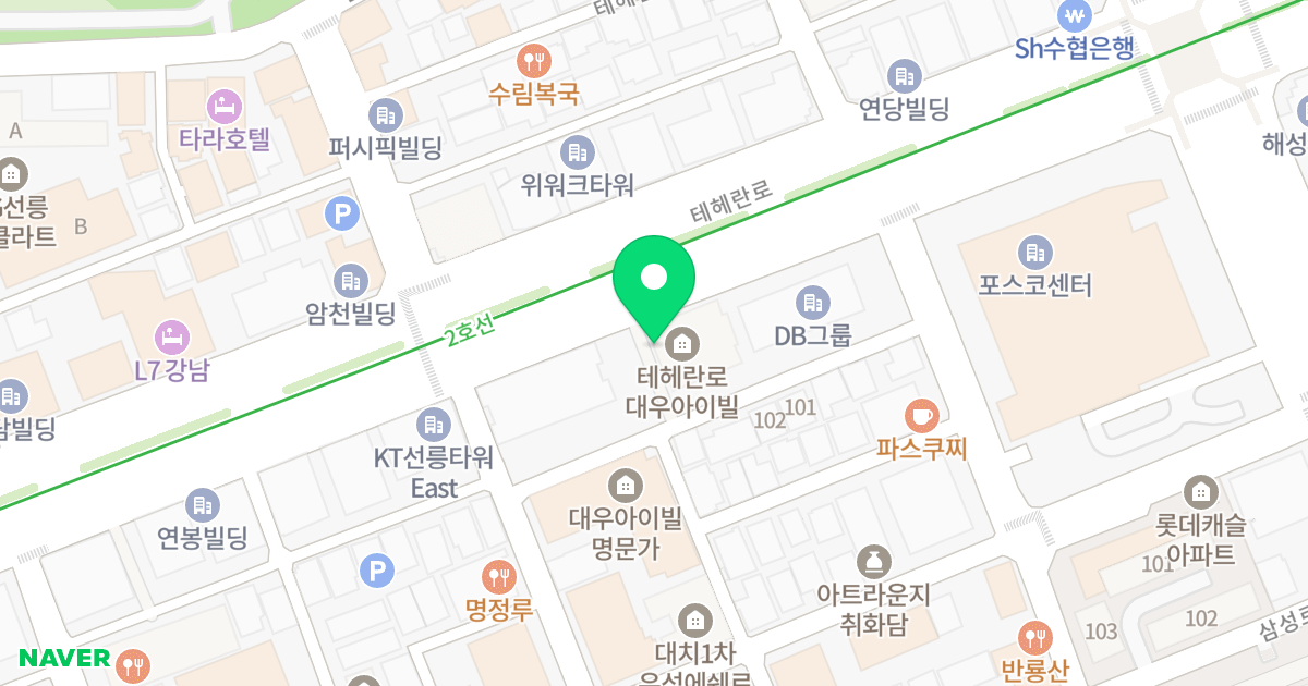 테헤란로 대우 아이빌 위치 지도 - 서울특별시 강남구 테헤란로 428