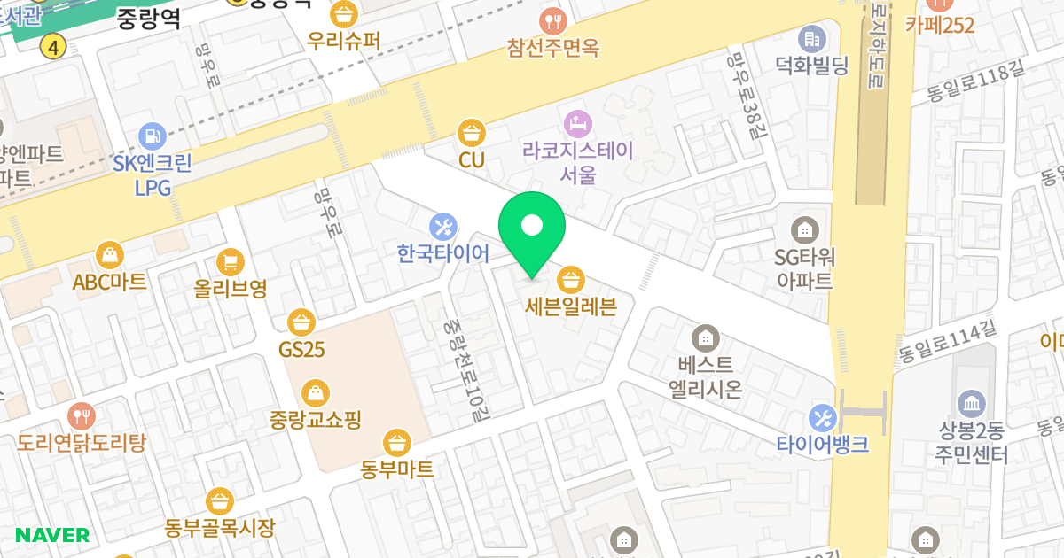 도시앤미 위치 지도 - 서울특별시 중랑구 망우로36길 20