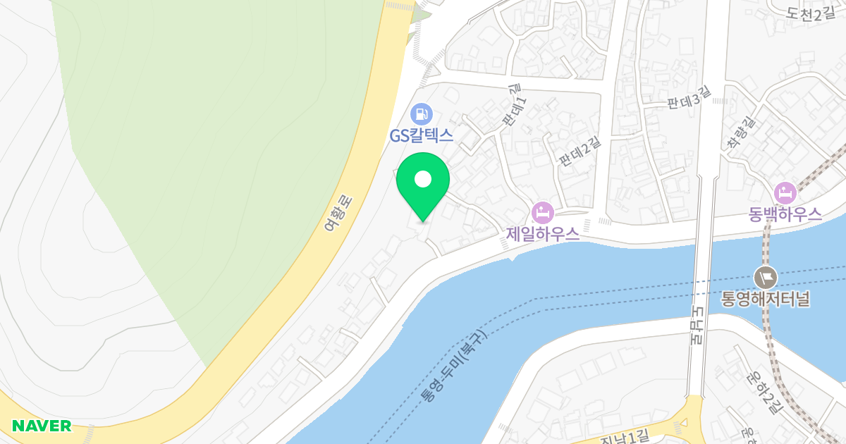베이스캠프 위치 지도 - 경상남도 통영시 통영해안로 79-6