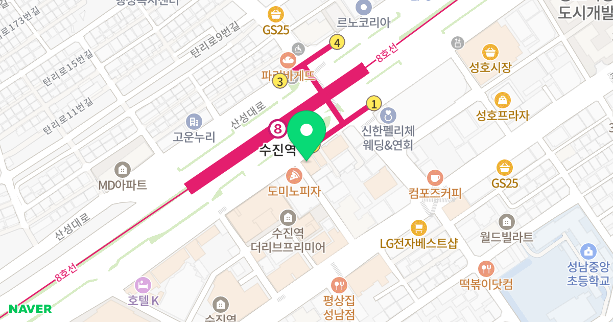 성남동 2149 업무시설 위치 지도 - 경기도 성남시 중원구 산성대로 200