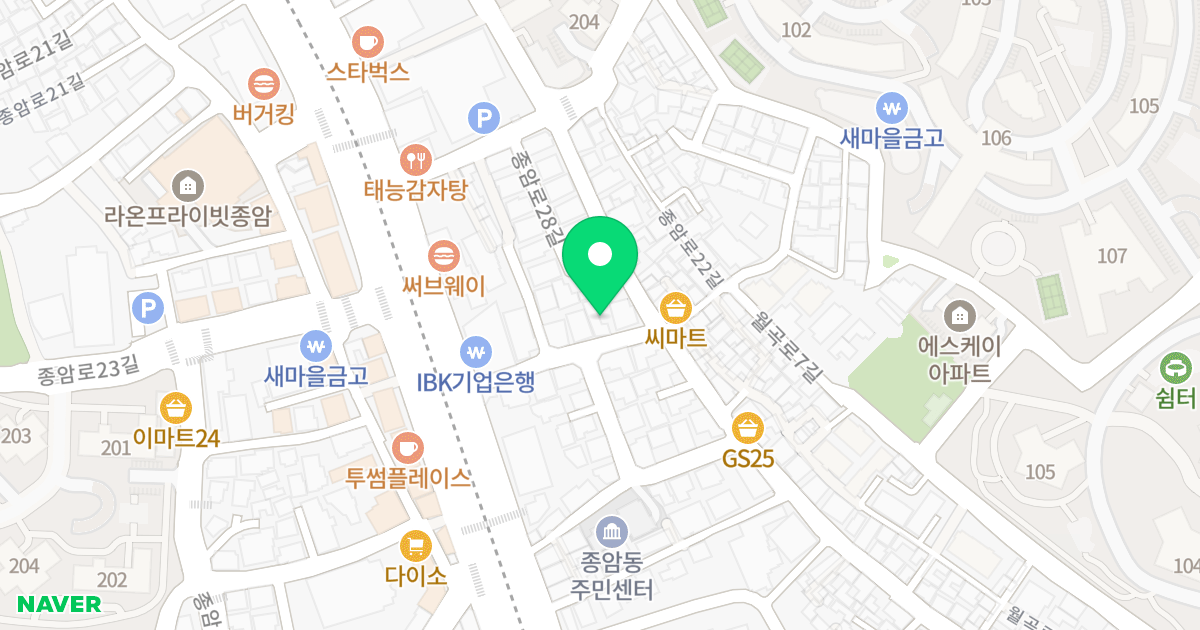 채움 위치 지도 - 서울특별시 성북구 종암로22길 13