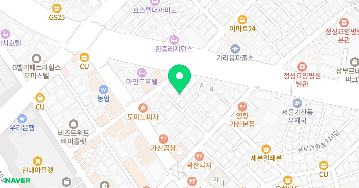 스마트캐슬 위치 지도 - 서울특별시 금천구 남부순환로108길 20-34