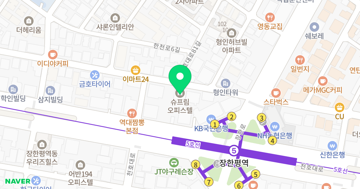 슈프림오피스텔 위치 지도 - 서울특별시 동대문구 한천로2길 94