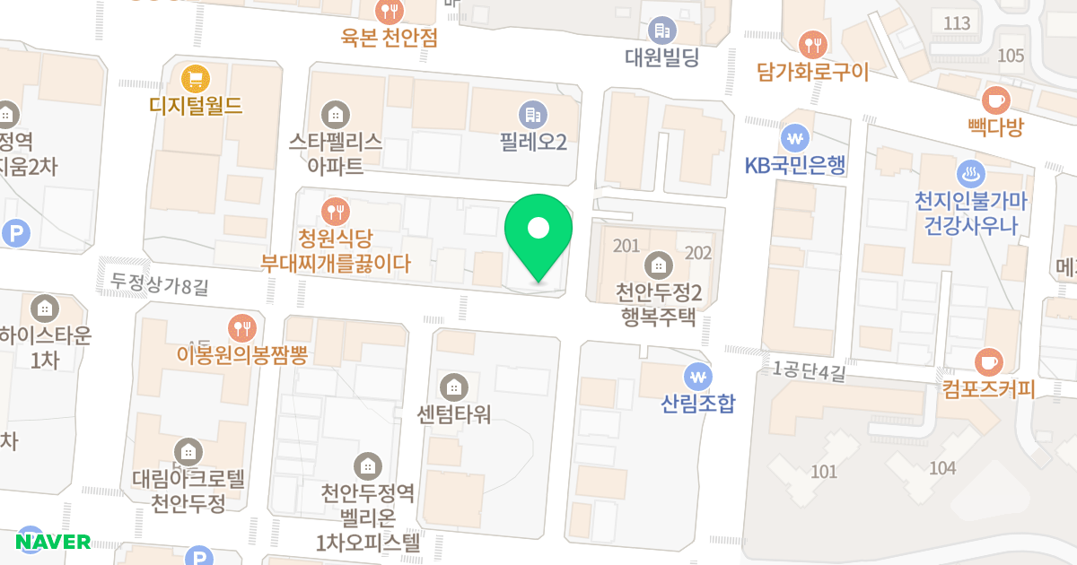 아델리아 위치 지도 - 충청남도 천안시 서북구 두정상가8길 55