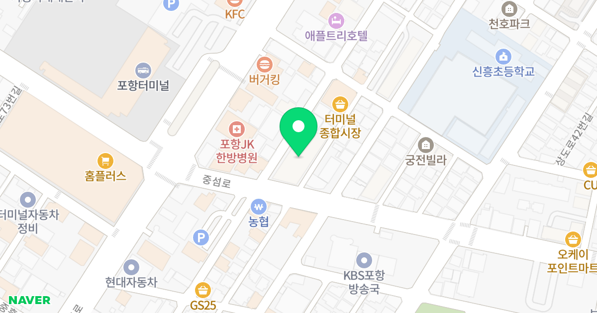 상도세미아트리움 위치 지도 - 경상북도 포항시 남구 중섬로 61