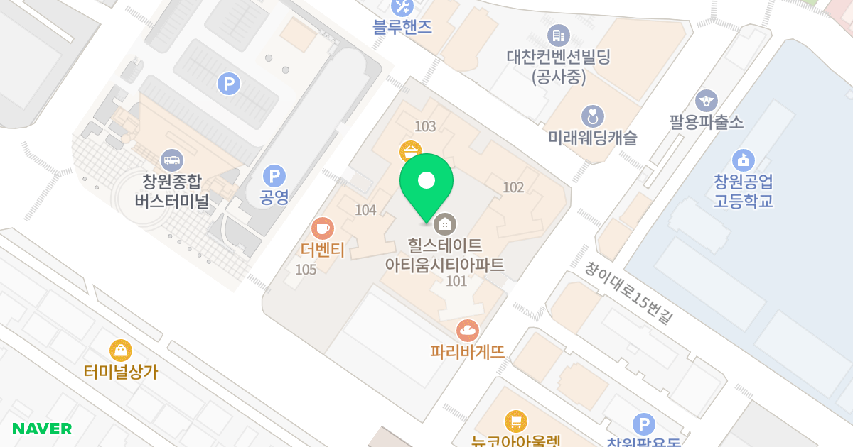 힐스테이트 아티움시티 위치 지도 - 경상남도 창원시 의창구 창원대로397번길 11
