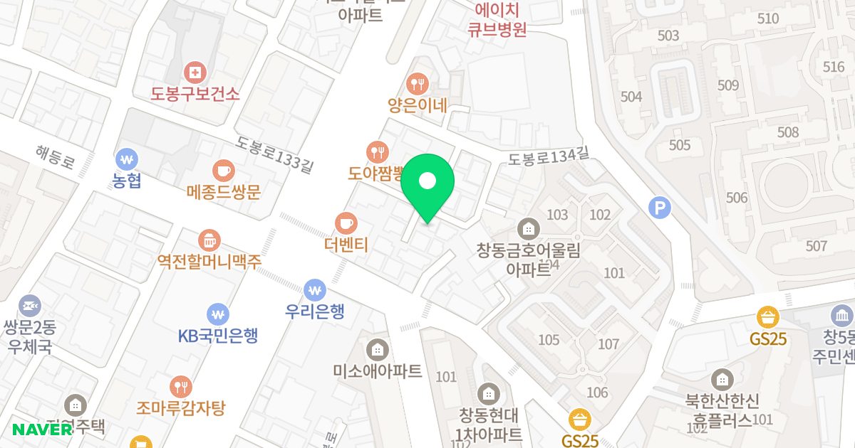 탑클래스 위치 지도 - 서울특별시 도봉구
