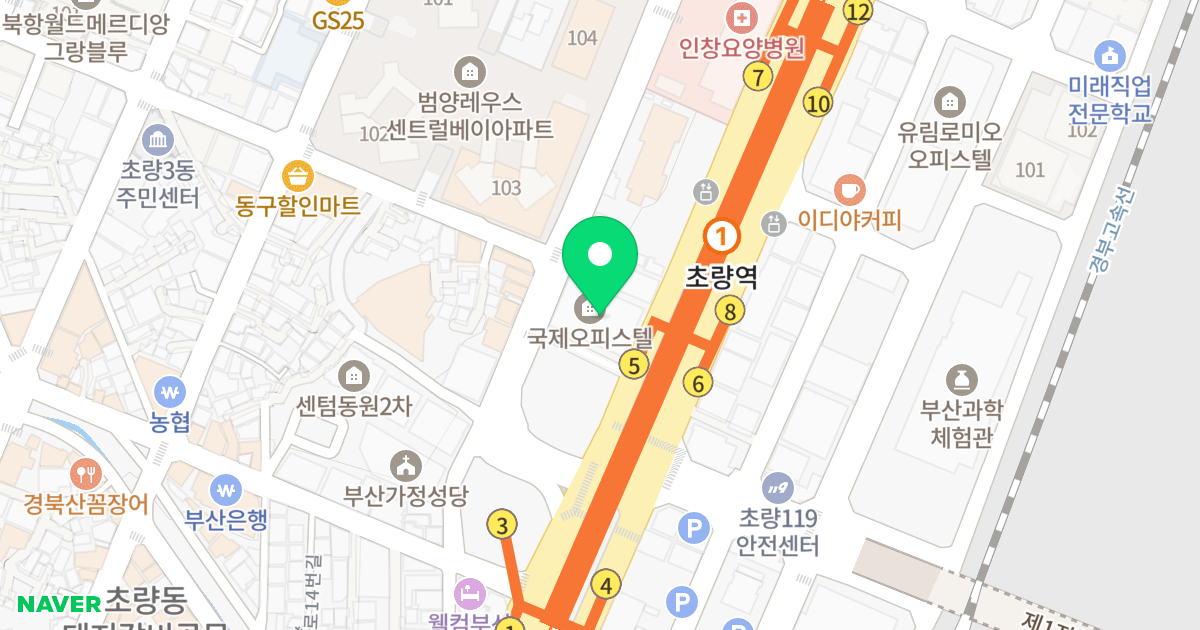 국제오피스텔 위치 지도 - 부산광역시 동구 중앙대로 263