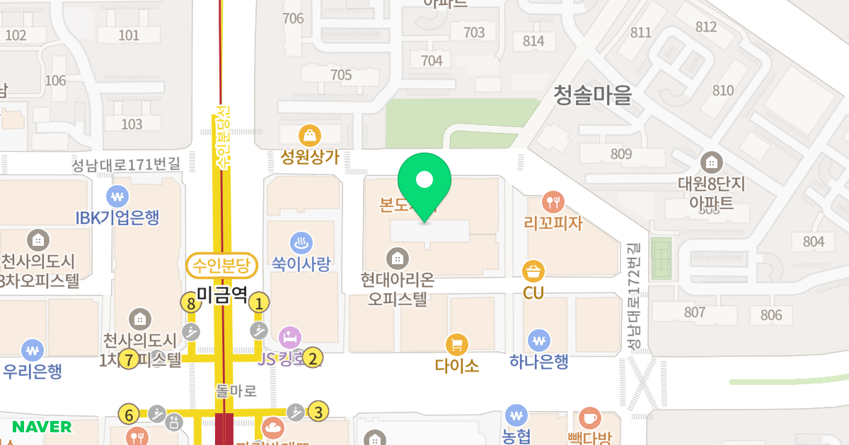 현대아리온 오피스텔 위치 지도 - 경기도 성남시 분당구 성남대로172번길 12
