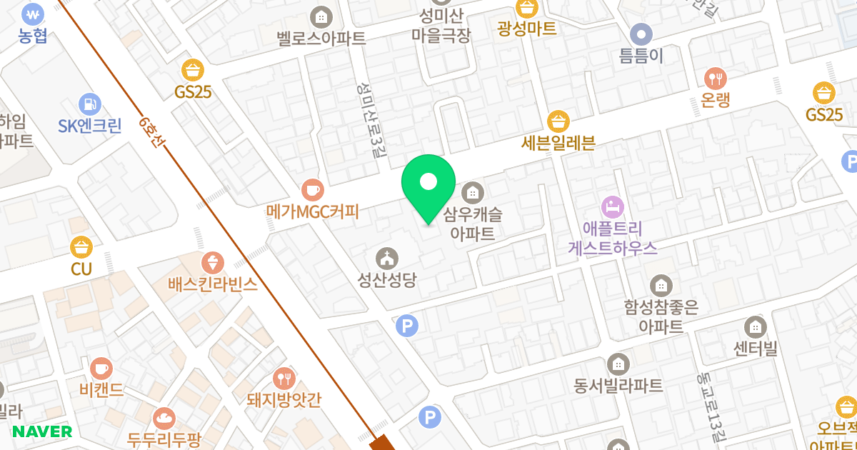 그린 오피스텔 위치 지도 - 서울특별시 마포구 성미산로 14