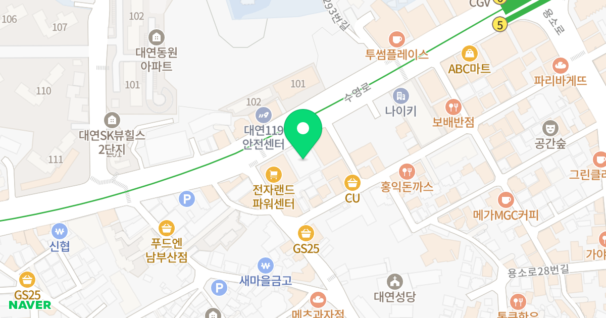 현대오피스텔 위치 지도 - 부산광역시 남구 수영로 282