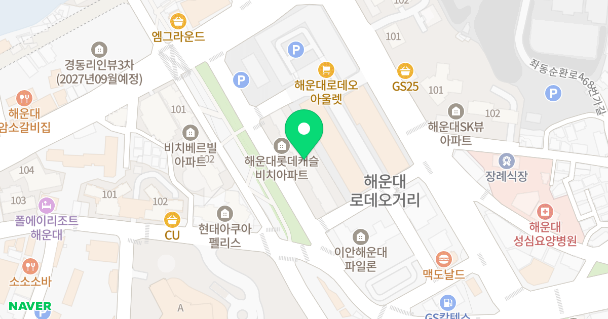 해운대롯데캐슬비치 101동 위치 지도 - 부산광역시 해운대구 달맞이길 41