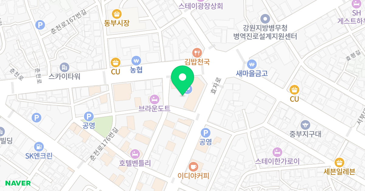 (654-9) 위치 지도 - 강원특별자치도 춘천시 춘천로 188