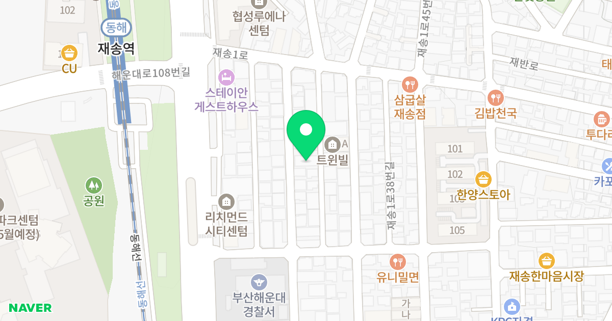 재송 파밀리에 위치 지도 - 부산광역시 해운대구 재송1로20번길 19