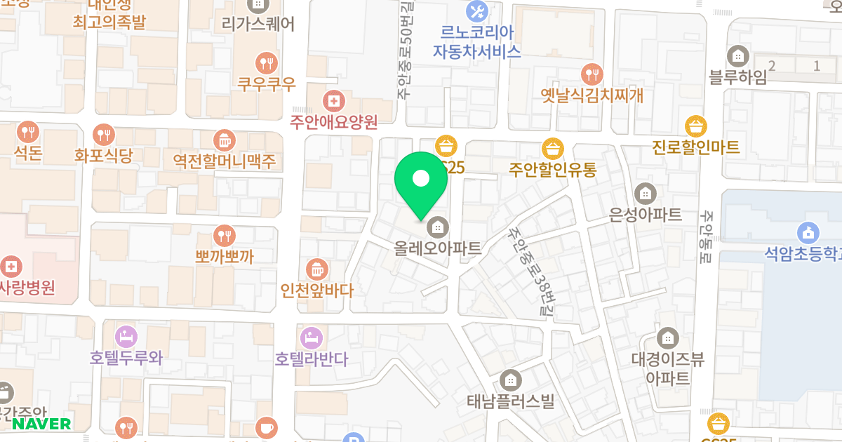 올레오 아파트 위치 지도 - 인천광역시 미추홀구 석바위로101번길 39