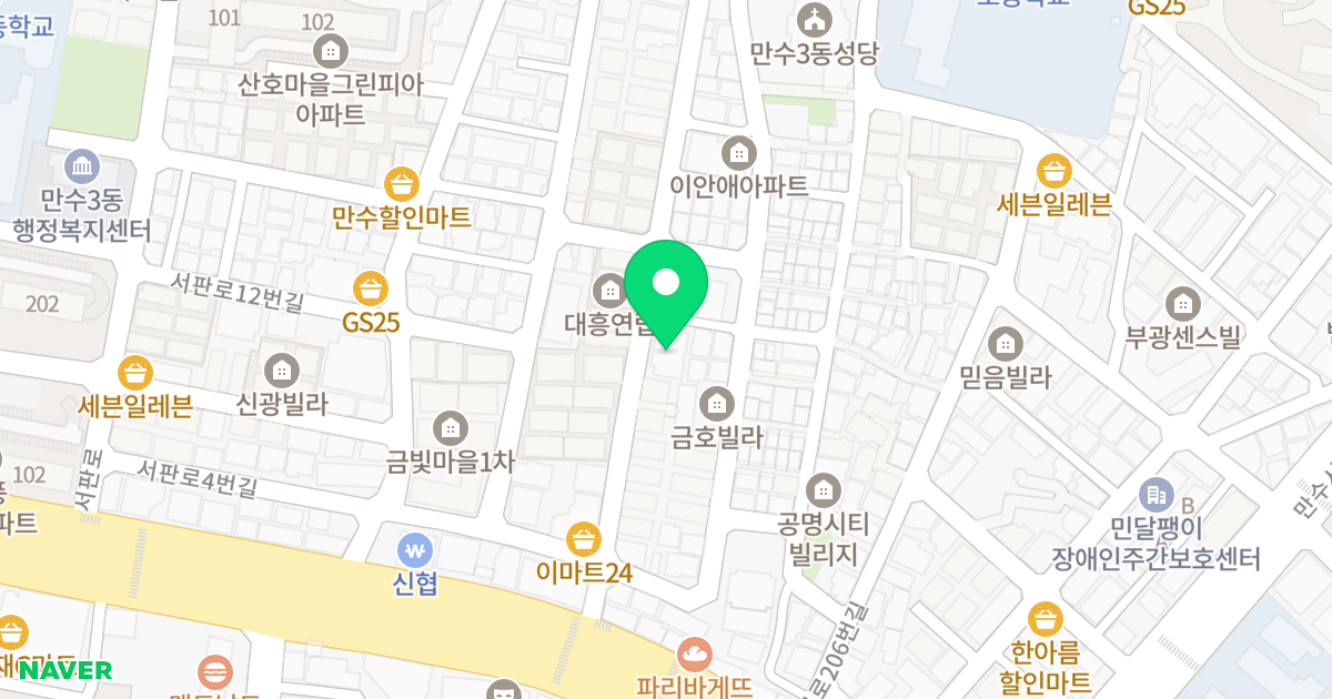 한울라온채 위치 지도 - 인천광역시 남동구 백범로214번길 26