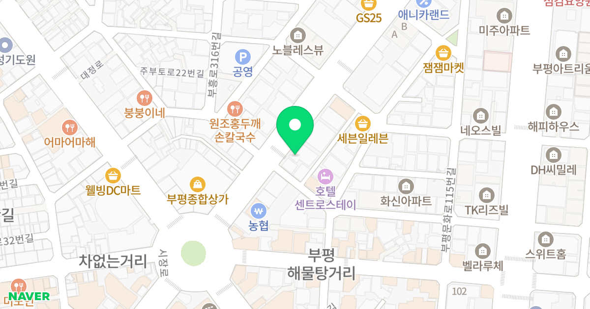 킴스타워 위치 지도 - 인천광역시 부평구 시장로 54