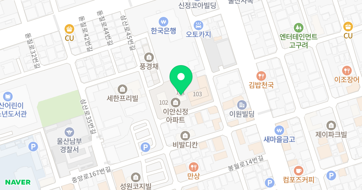 이안신정 위치 지도 - 울산광역시 남구 삼산로45번길 30
