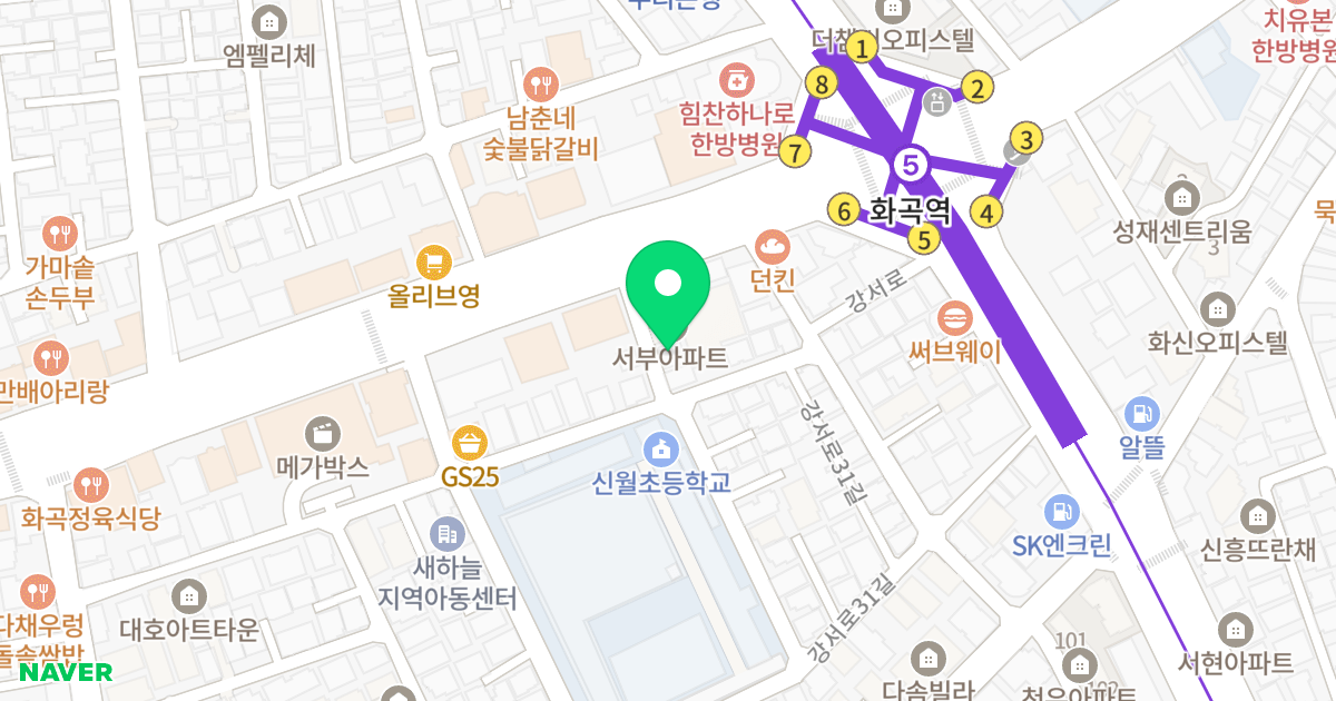 (1074-19) 위치 지도 - 서울특별시 강서구 화곡로 154-7