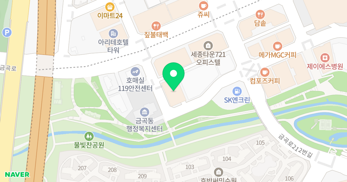 커낼파크 위치 지도 - 경기도 수원시 권선구 금곡로196번길 15