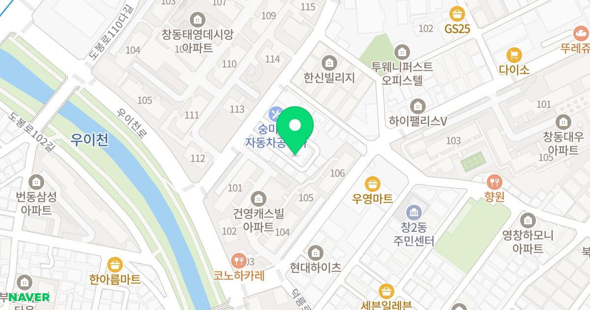 The H 2차 위치 지도 - 서울특별시 도봉구 우이천로22길 16-13