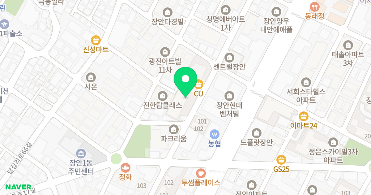 한강 훼미리 주상복합 아파트 위치 지도 - 서울특별시 동대문구 한천로24길 74-8