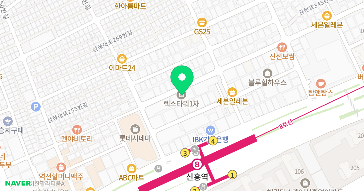 렉스타워1차 위치 지도 - 경기도 성남시 수정구 공원로339번길 33