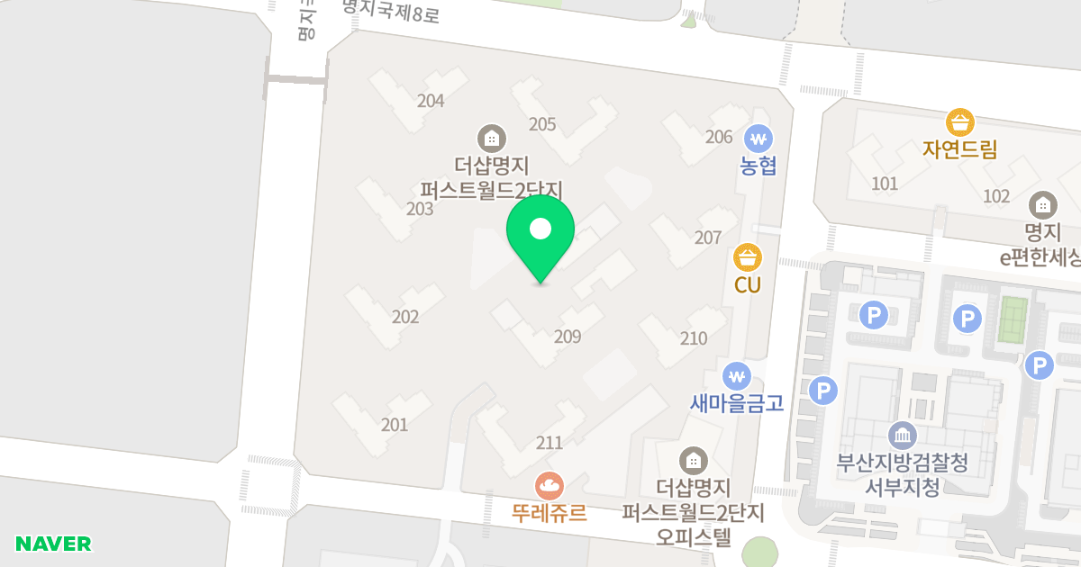 더샵 명지퍼스트월드 2단지 위치 지도 - 부산광역시 강서구 명지국제7로 37