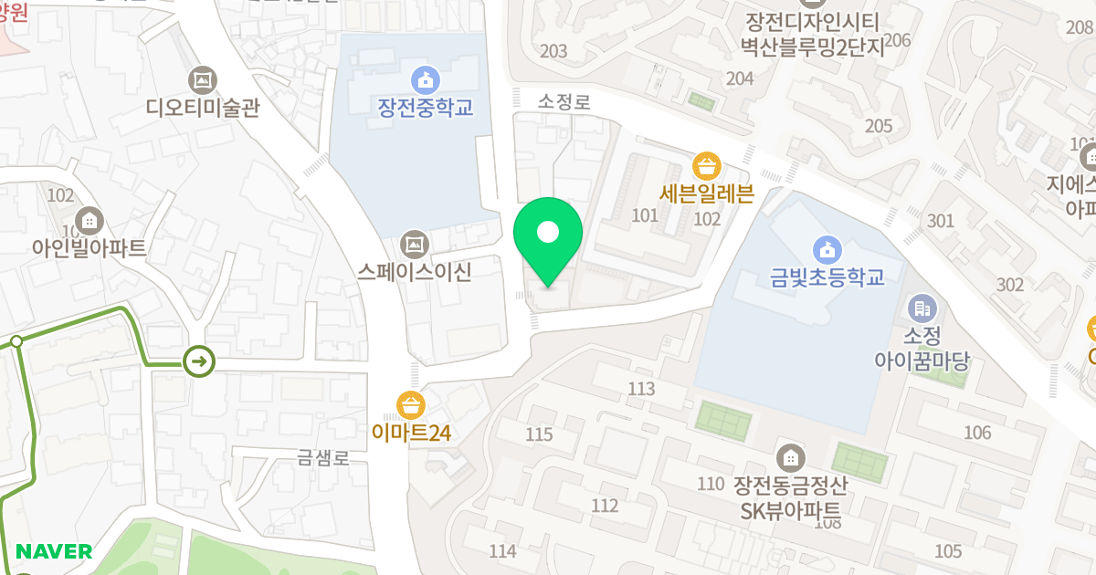 명성이지음 위치 지도 - 부산광역시 금정구 금샘로18번길 20