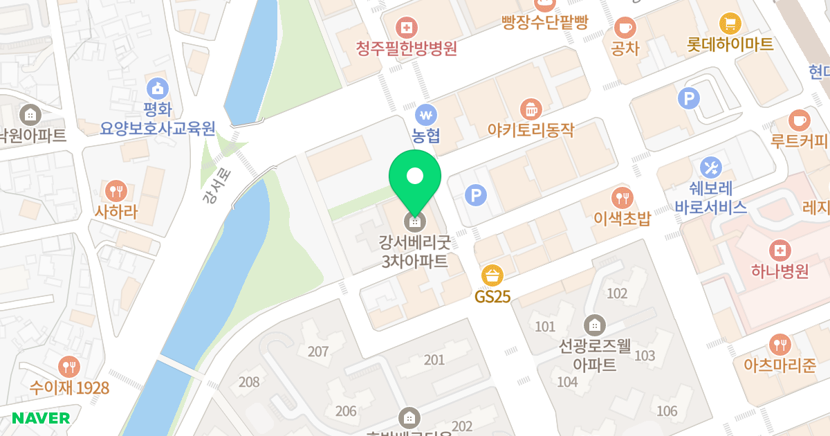 강서 베리굿3차 위치 지도 - 충청북도 청주시 흥덕구