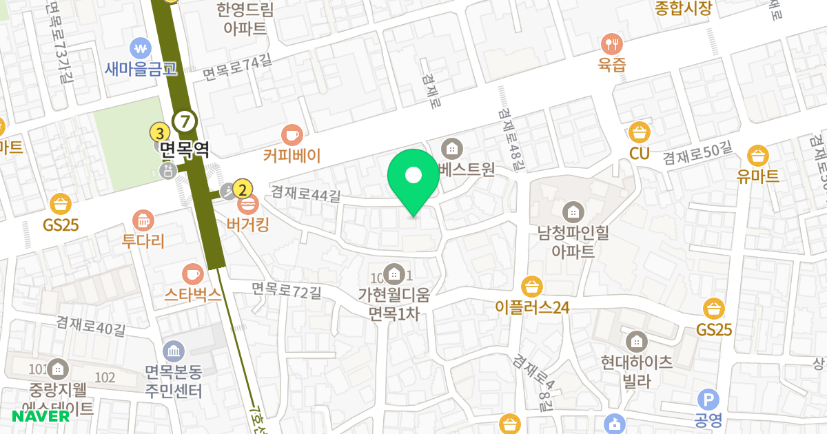 성진듀얼팰리스 위치 지도 - 서울특별시 중랑구 겸재로44길 22