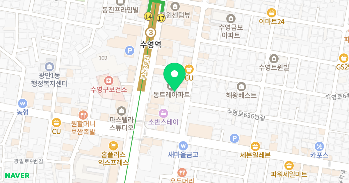 광안동 동트레 아파트 위치 지도 - 부산광역시 수영구 무학로9번길 15