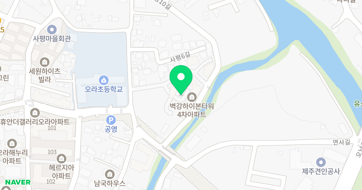 오라동벽강하이본타워4차 위치 지도 - 제주특별자치도 제주시 사평6길 37-8