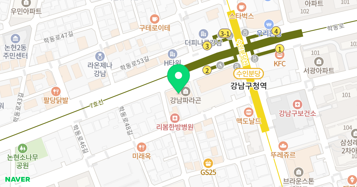 강남파라곤 위치 지도 - 서울특별시 강남구 학동로 338