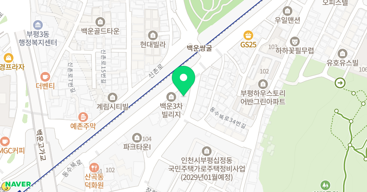 (182-92) 위치 지도 - 인천광역시 부평구 백운로 61