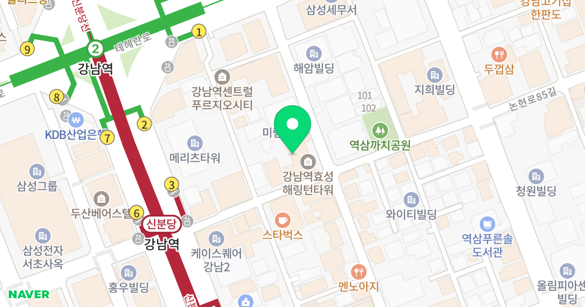 강남역 효성해링턴 타워 더퍼스트 위치 지도 - 서울특별시 강남구 강남대로84길 15