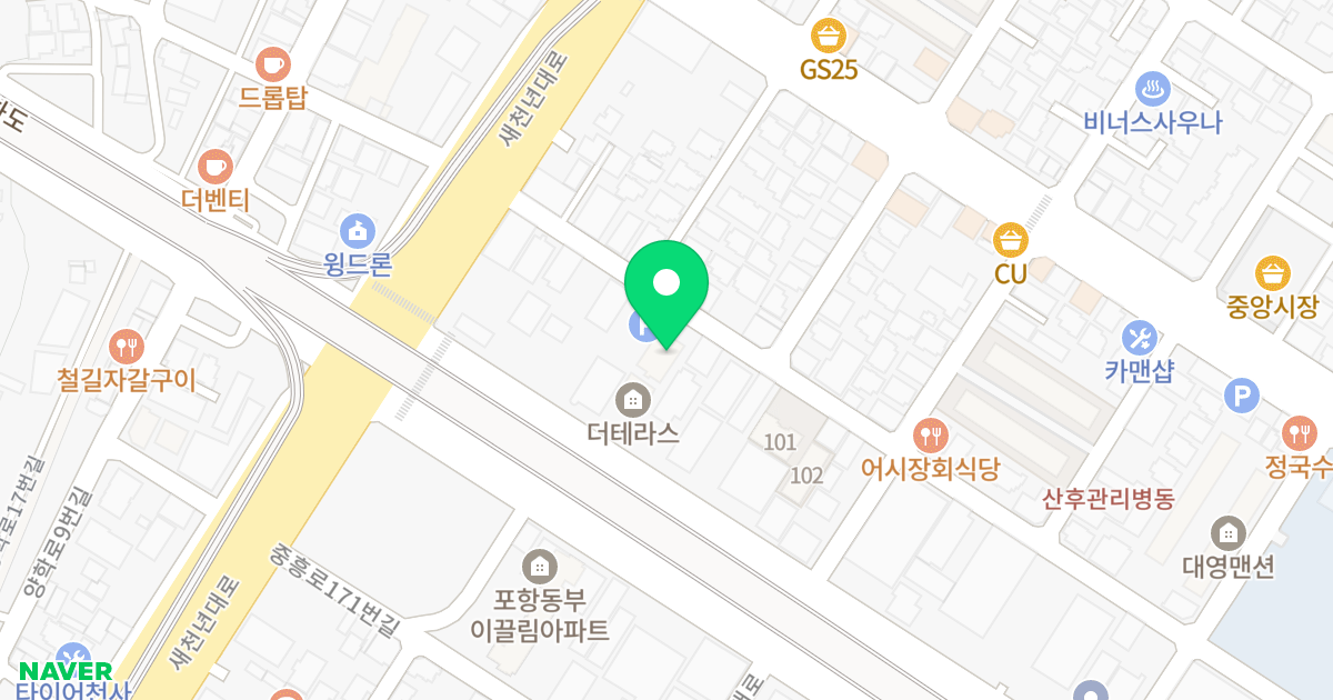 주남 메트로 위치 지도 - 경상북도 포항시 북구 중흥로191번길 41