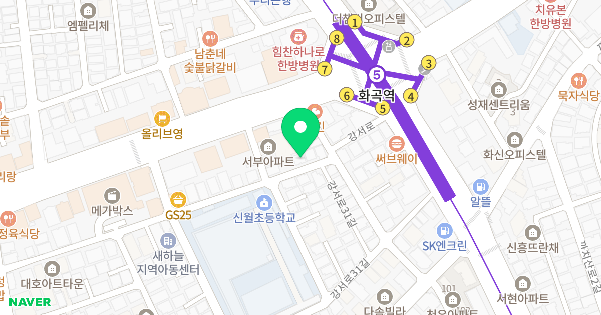 명성오피스텔 위치 지도 - 서울특별시 강서구 화곡로26가길 6