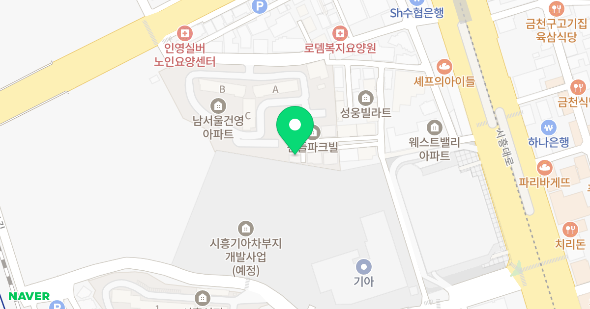산들파크빌5 위치 지도 - 서울특별시 금천구 시흥대로57길 19-37