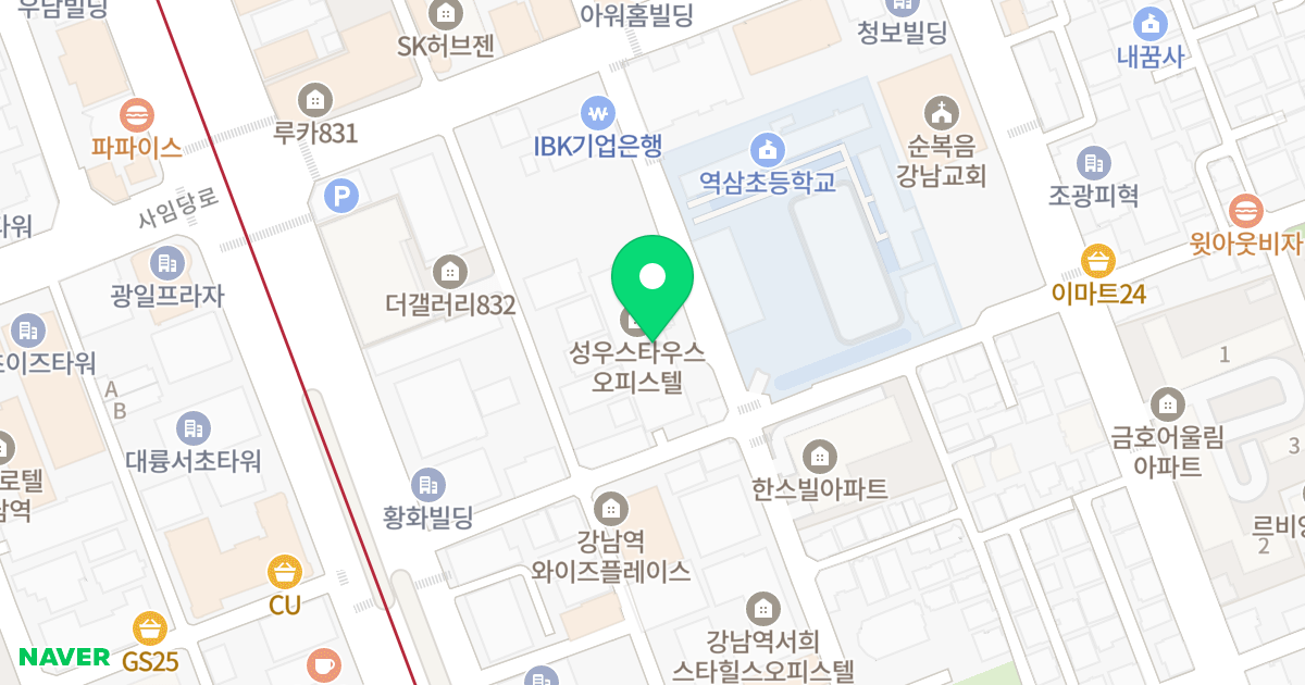 성우스타우스오피스텔 위치 지도 - 서울특별시 강남구 역삼로4길 16