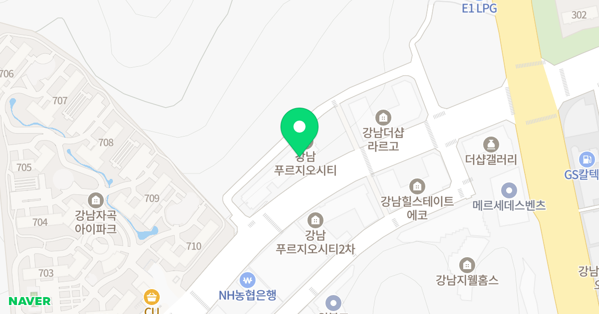 강남 푸르지오시티 1차 위치 지도 - 서울특별시 강남구 자곡로 191