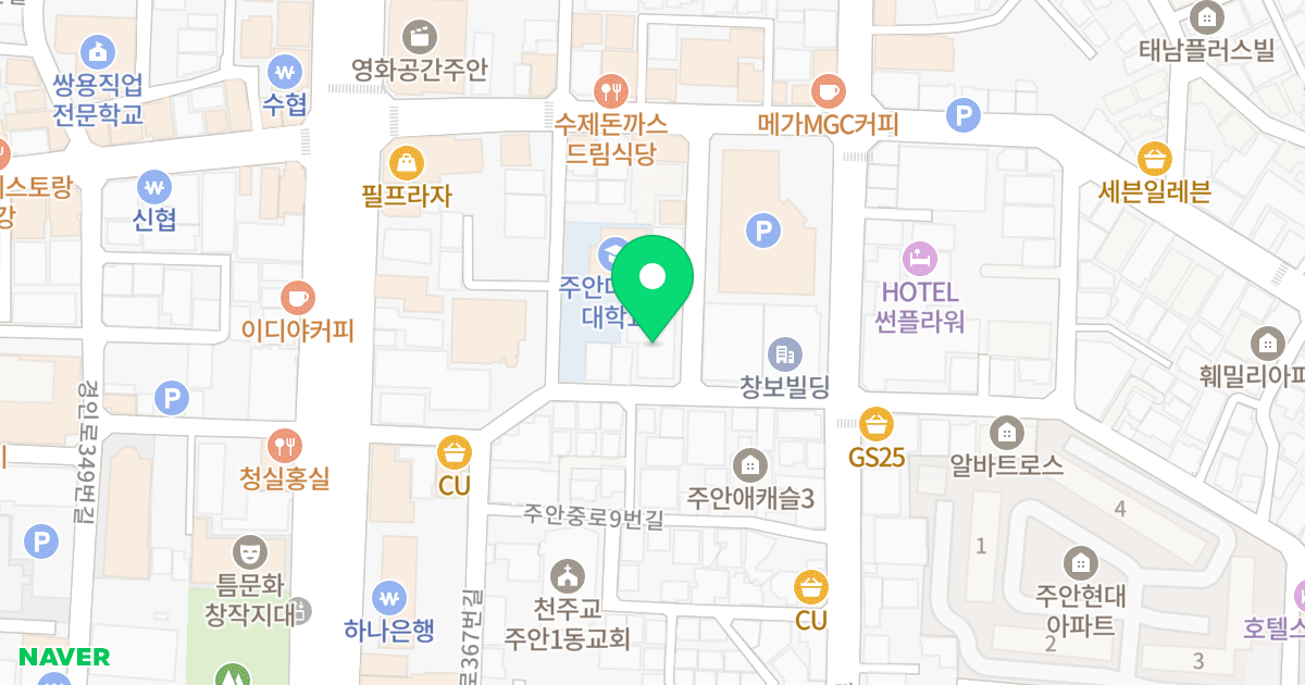 BY펠리스 위치 지도 - 인천광역시 미추홀구 석바위로80번길 20
