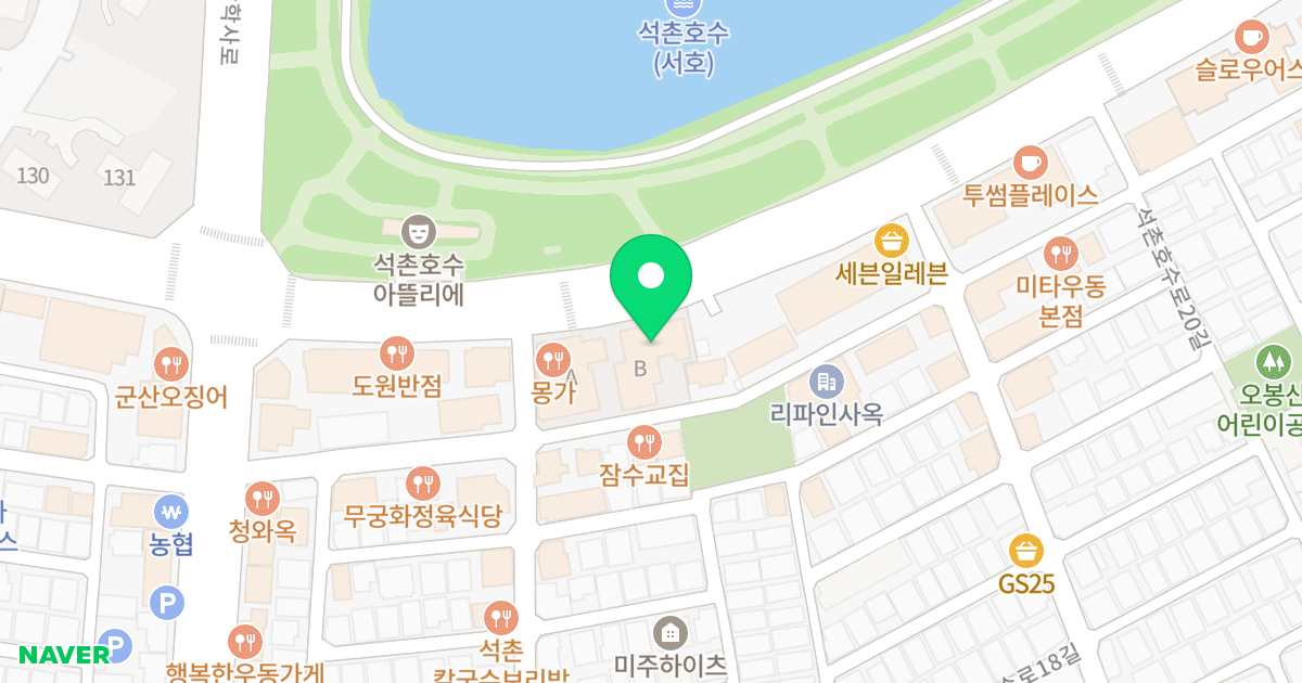 석촌호수 나인파크 B 위치 지도 - 서울특별시 송파구