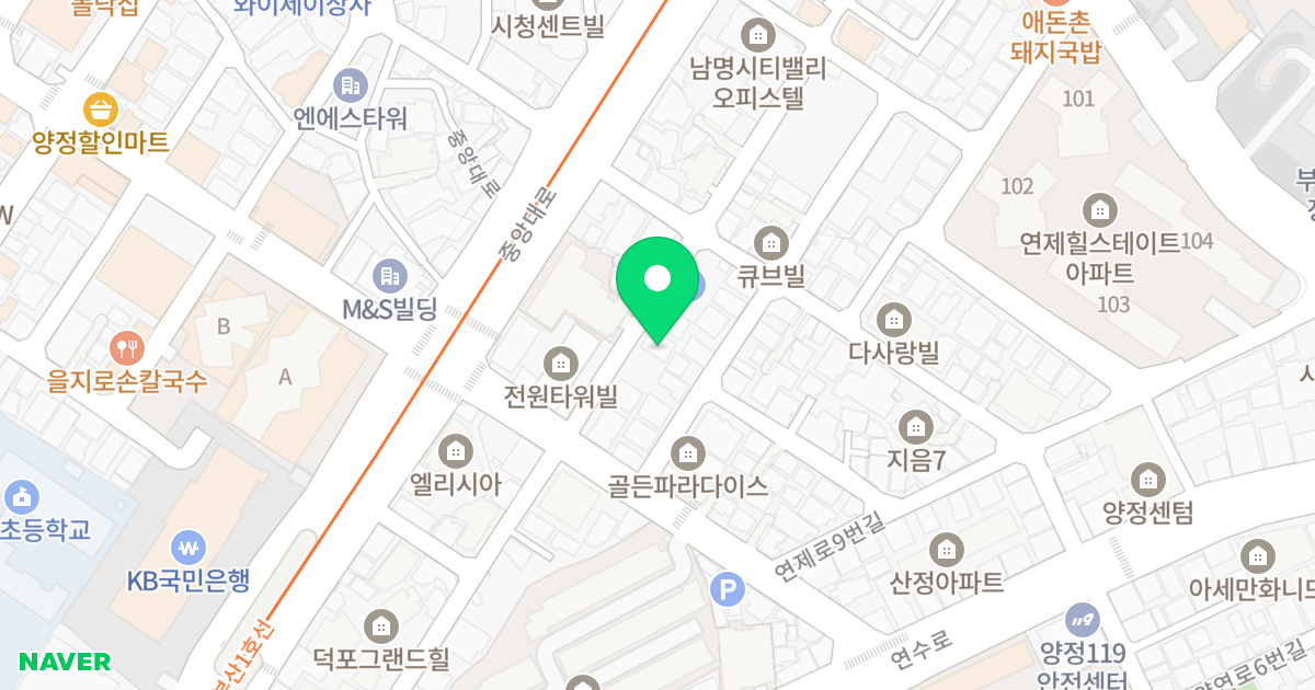해피텔 위치 지도 - 부산광역시 부산진구 연수로11번길 66