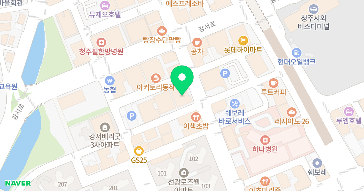 (498) 위치 지도 - 충청북도 청주시 흥덕구